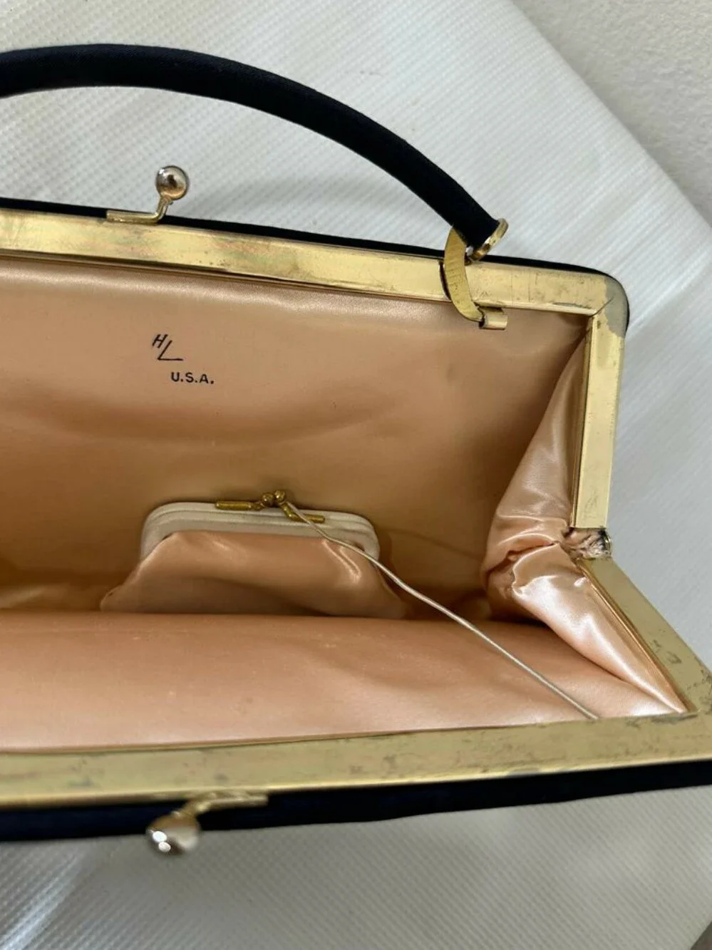 Harry Levine Vintage Mid-CenturyBlue Structured Evening Clutch Bag Top Handle